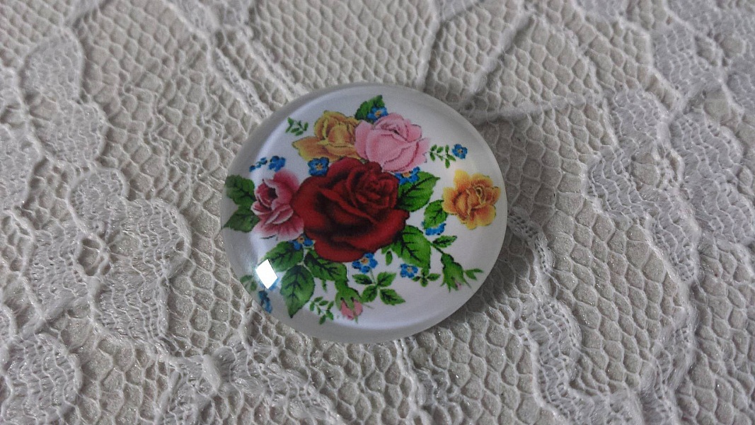 glass cabochon rund 25mm blomst 01-014 