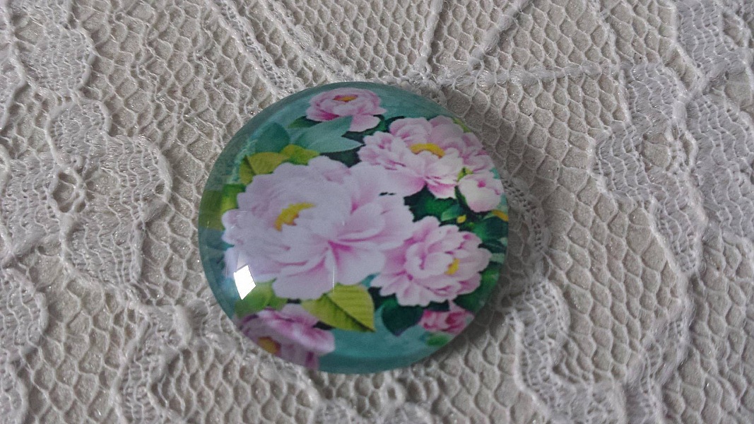 glass cabochon rund 25mm blomst 01-013 