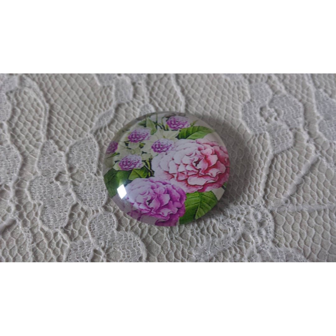 glass cabochon rund 25 mm blomst 01-011 