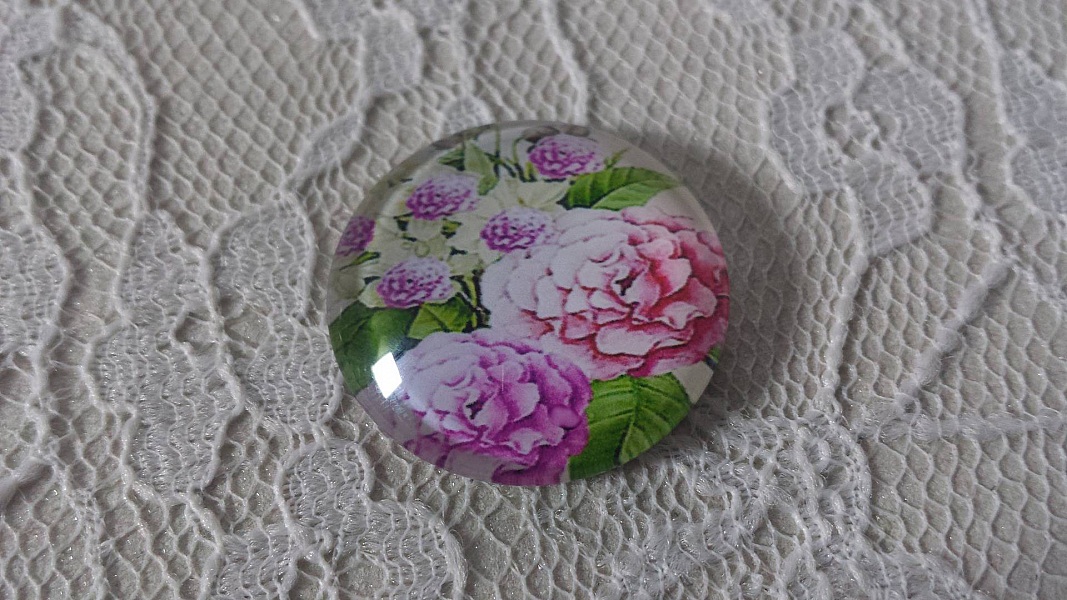 glass cabochon rund 25 mm blomst 01-011 