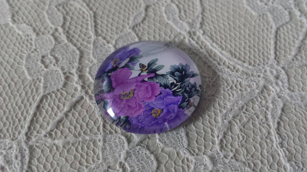 glass cabochon rund 25 mm blomst 01-010 