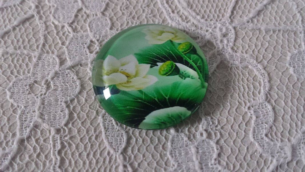 glass cabochon rund 25 mm blomst 01-008 