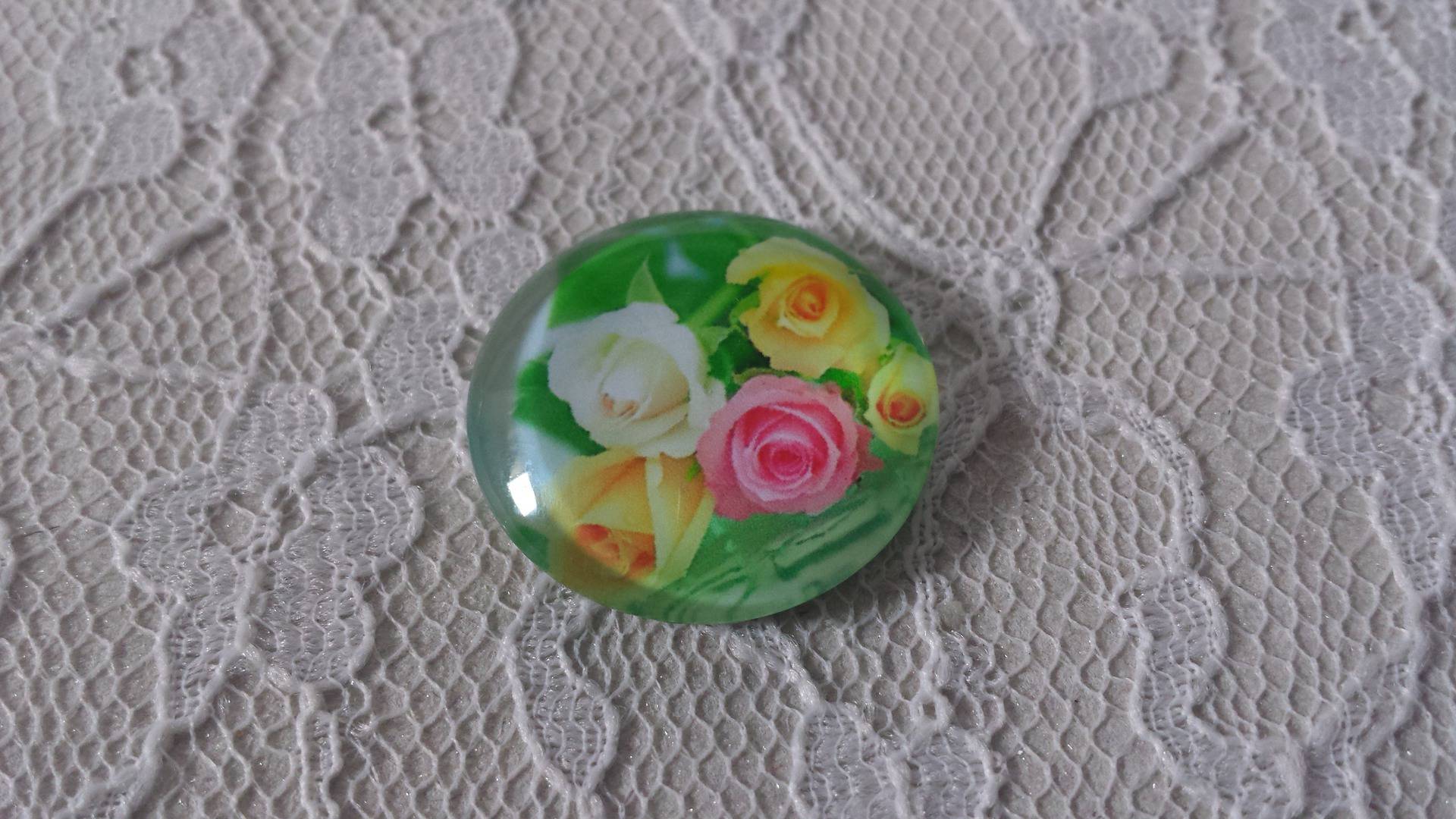 glass cabochon rund 25mm blomst 01-007 