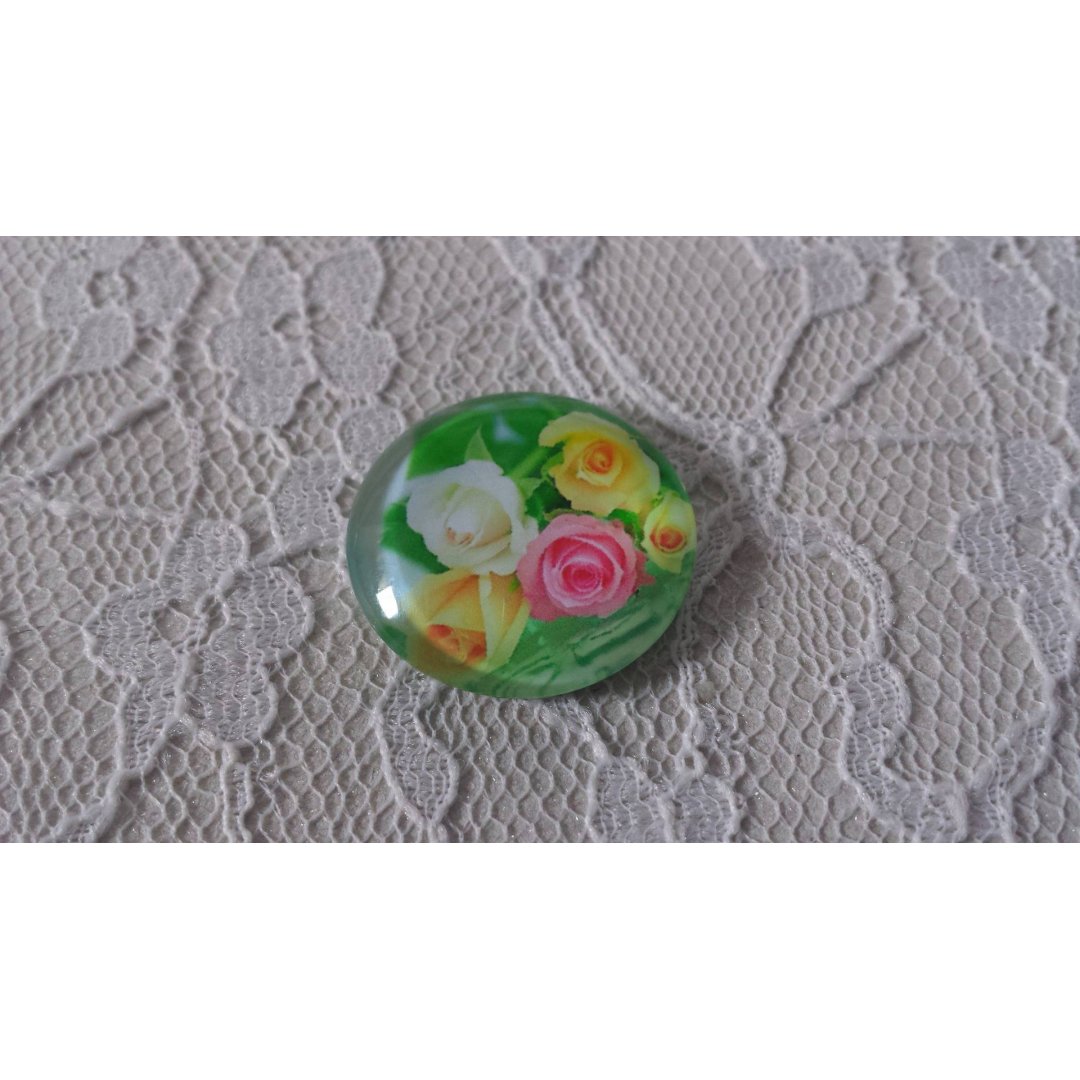 glass cabochon rund 25mm blomst 01-007 