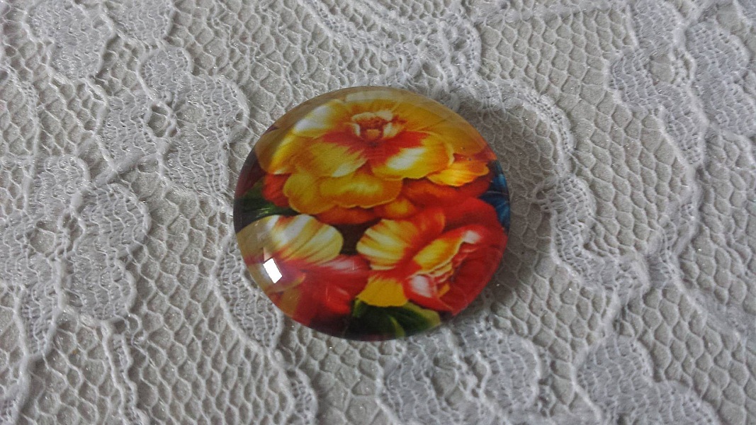 glass cabochon rund 25mm blomst 01-004 