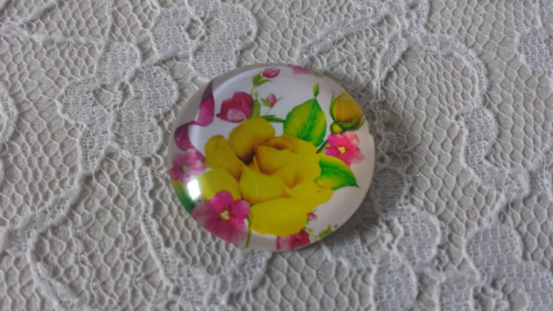 glass cabochon rund 25mm blomst 01-002 