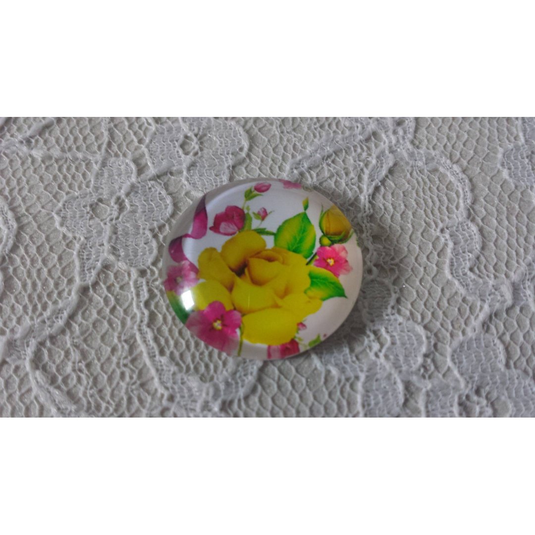 glass cabochon rund 25mm blomst 01-002 