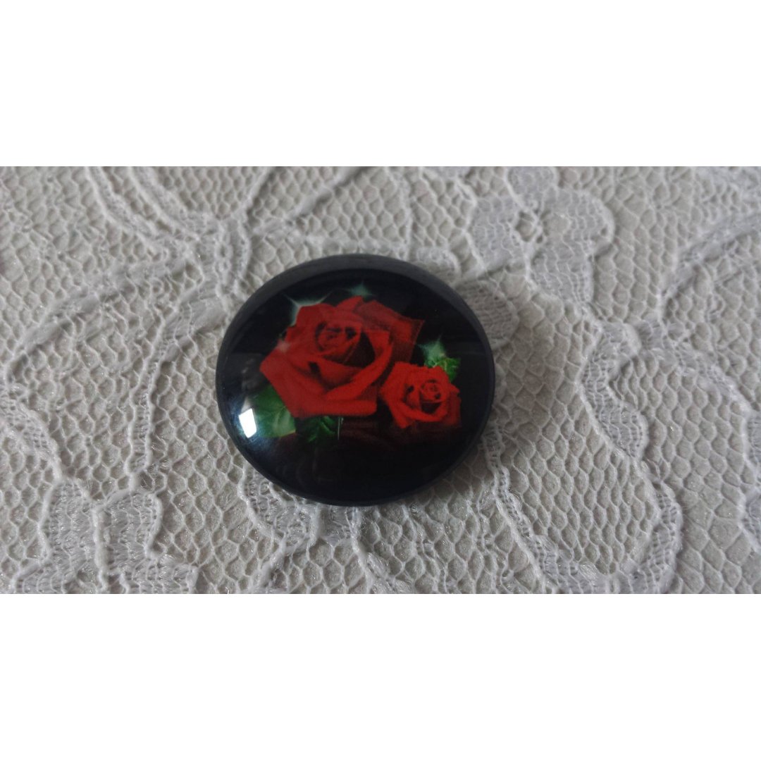 glass cabochon rund 25mm blomst 01-001 