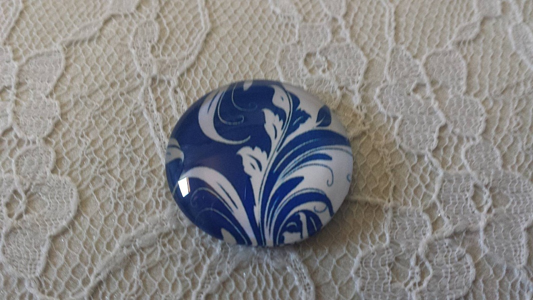 glass cabochon rund 25mm blomst 042 
