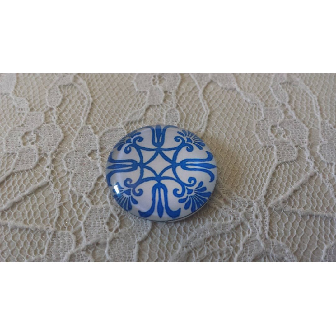 glass cabochon rund 25mm blomst 040 