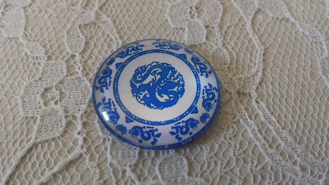 glass cabochon rund 25mm blomst 039 