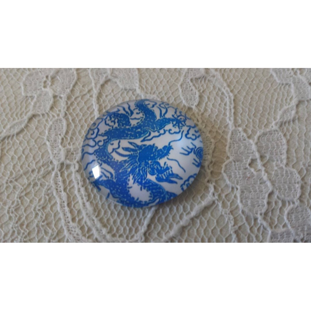 glass cabochon rund 25mm blomst 038 