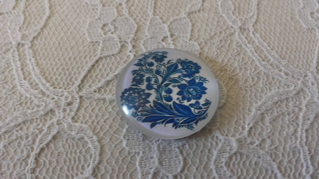 glass cabochon rund 25mm blomst 035 