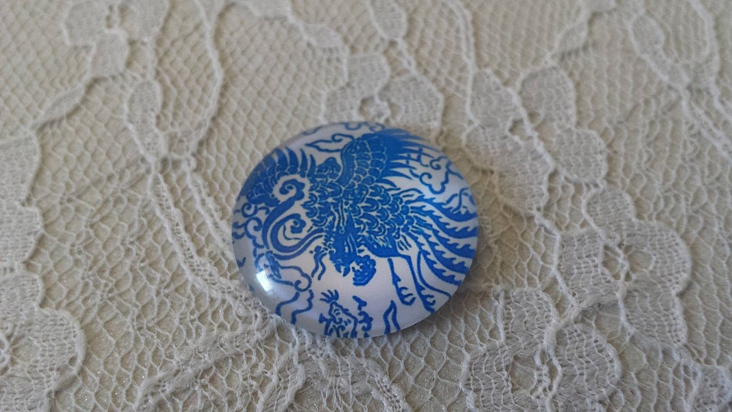glass cabochon rund 25 mm blomst 033 