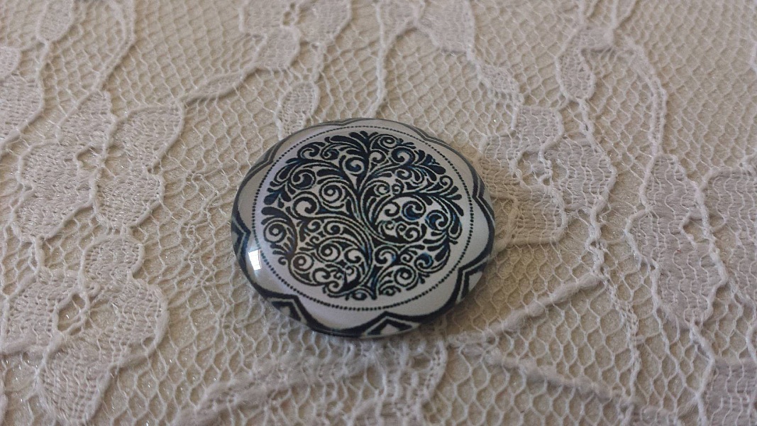 glass cabochon rund 25mm blomst 032 