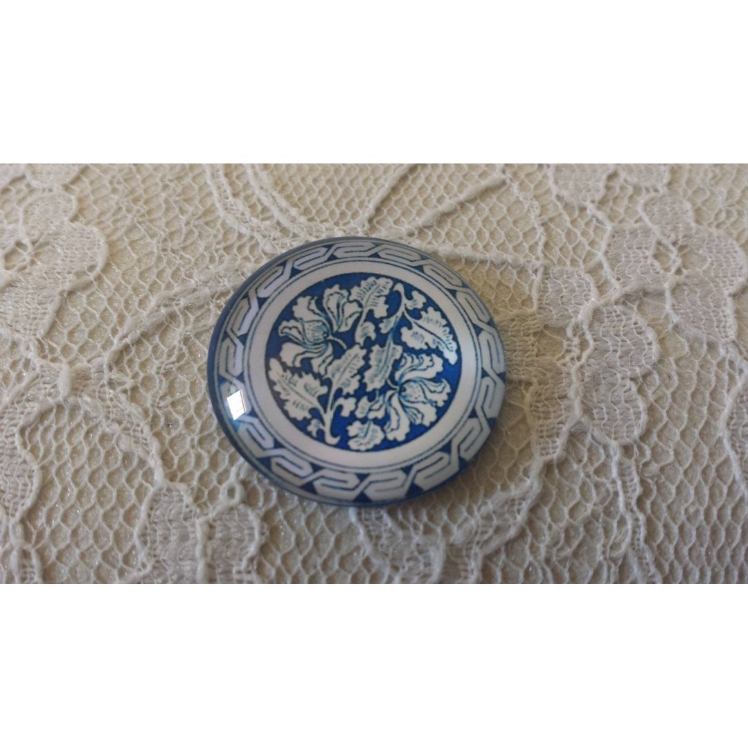 glass cabochon rund 25mm blomst 031 