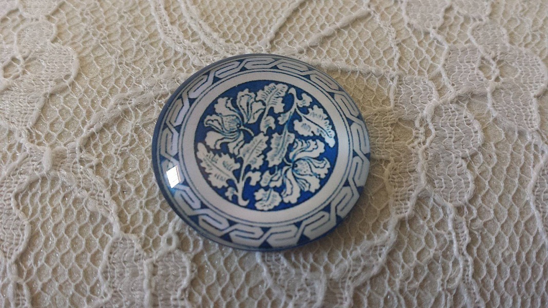 glass cabochon rund 25mm blomst 031 