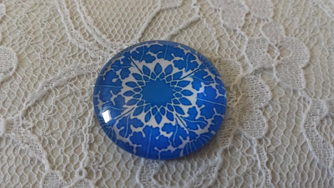 glass cabochon rund 25mm blomst 027 