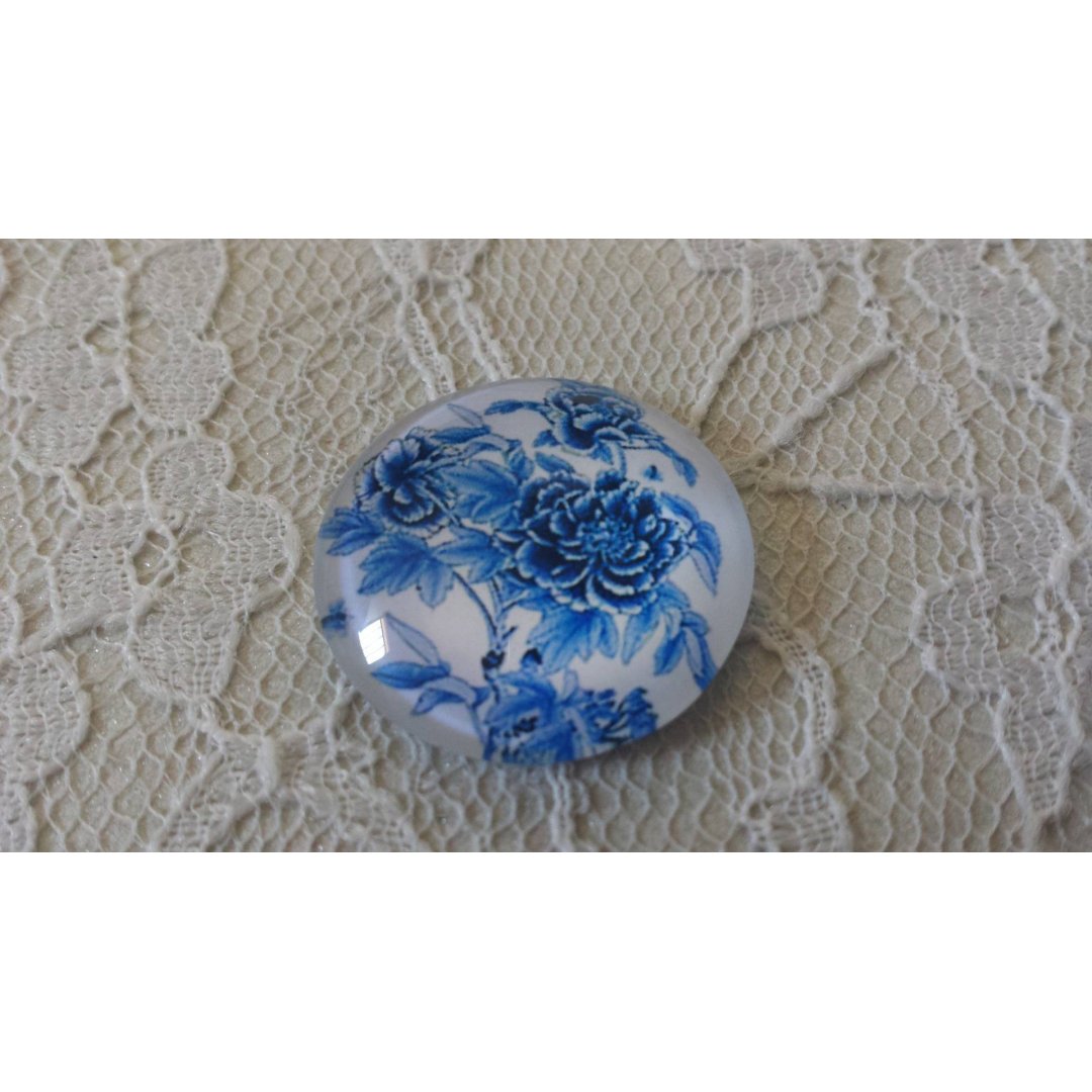 glass cabochon rund 25mm blomst 024 