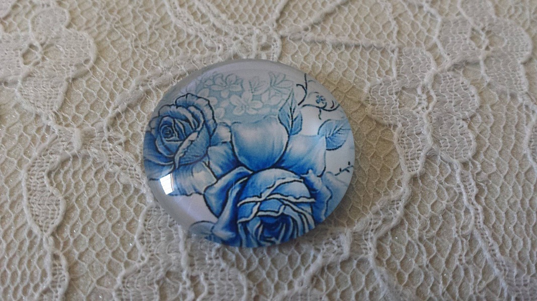 glass cabochon rund 25 mm blomst 023 