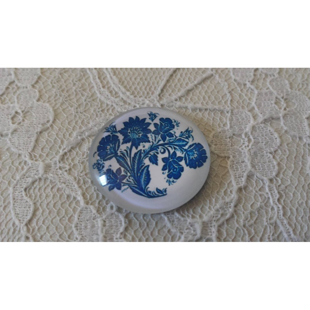 glass cabochon rund 25mm blomst 022 