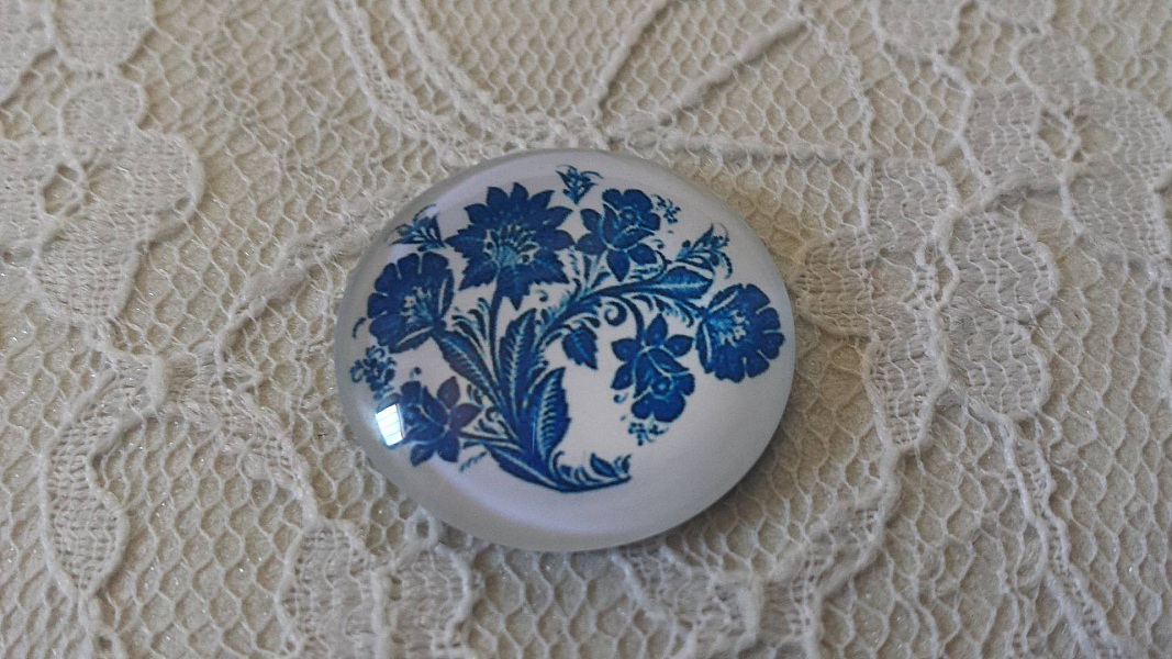 glass cabochon rund 25mm blomst 022 