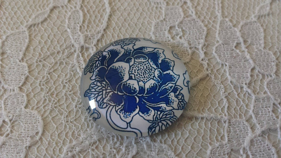 glass cabochon rund 25mm blomst 021 