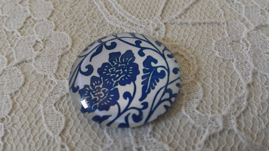 glass cabochon rund 25mm blomst 020 