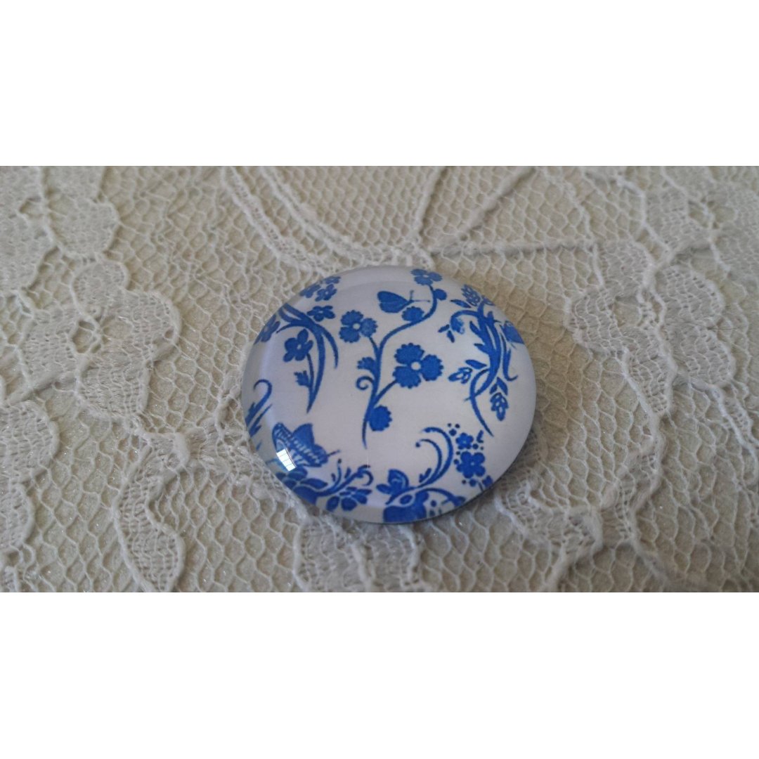 glass cabochon rund 25mm blomst 019 