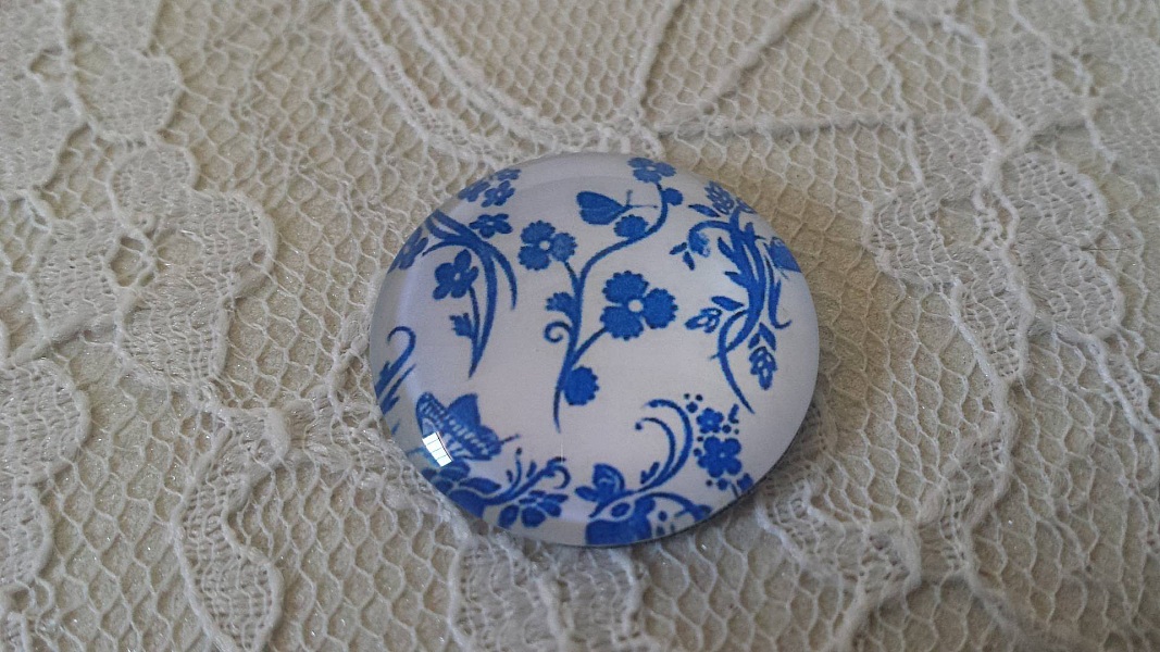 glass cabochon rund 25mm blomst 019 