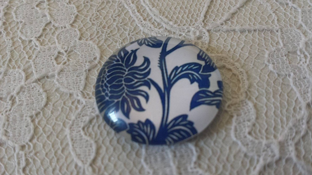 glass cabochon rund 25mm blomst 018 