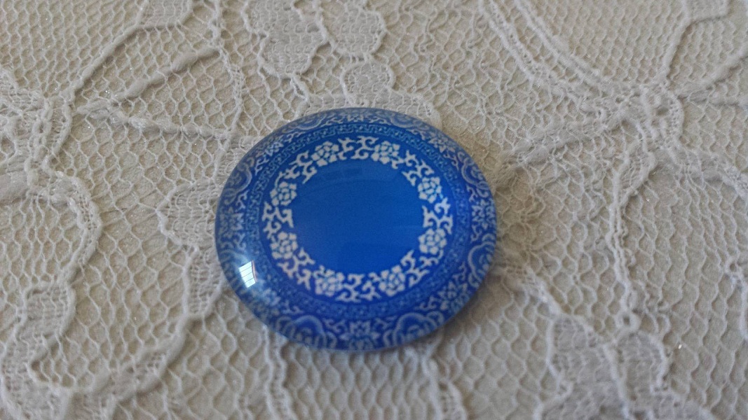glass cabochon runde 25mm blomst 017 