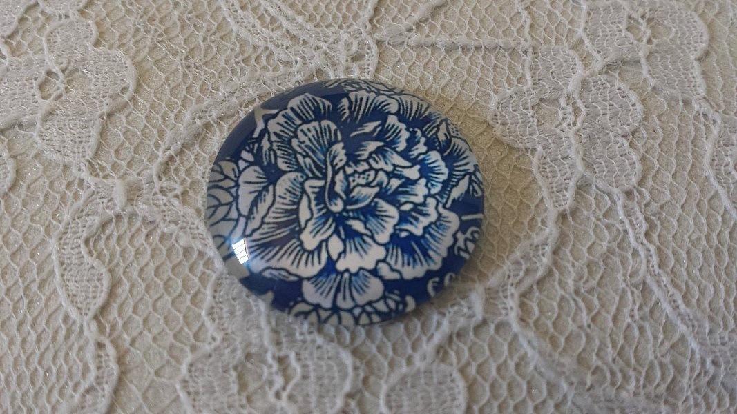 glass cabochon rund 25mm blomst 015 