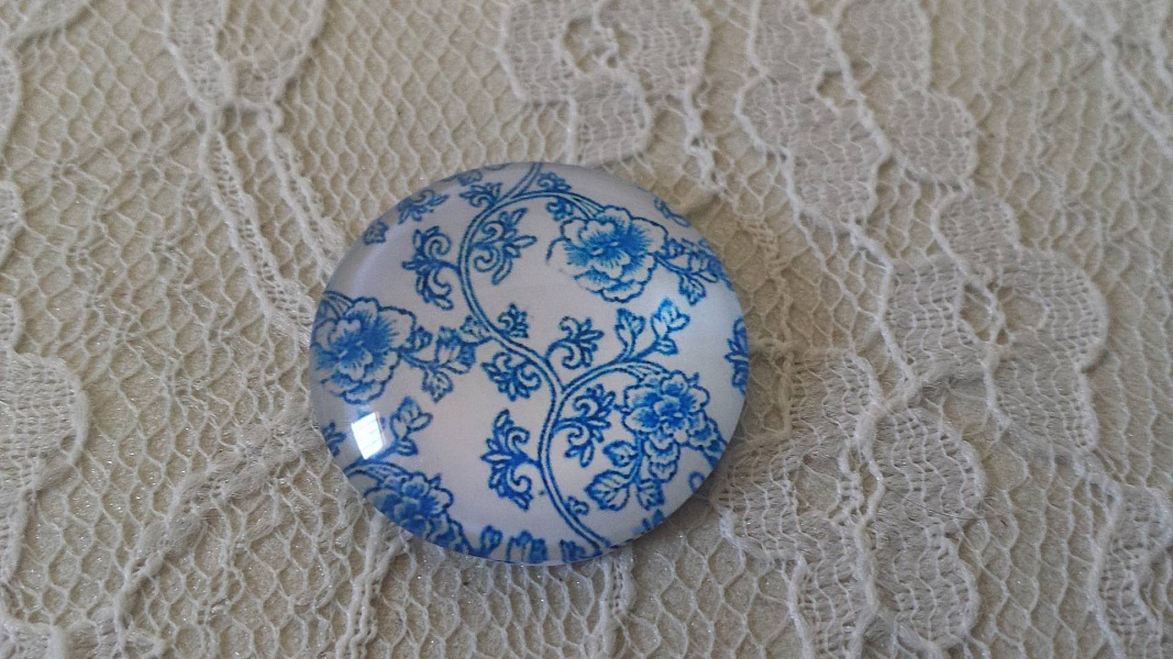 glass cabochon rund 25 mm blomst 014 