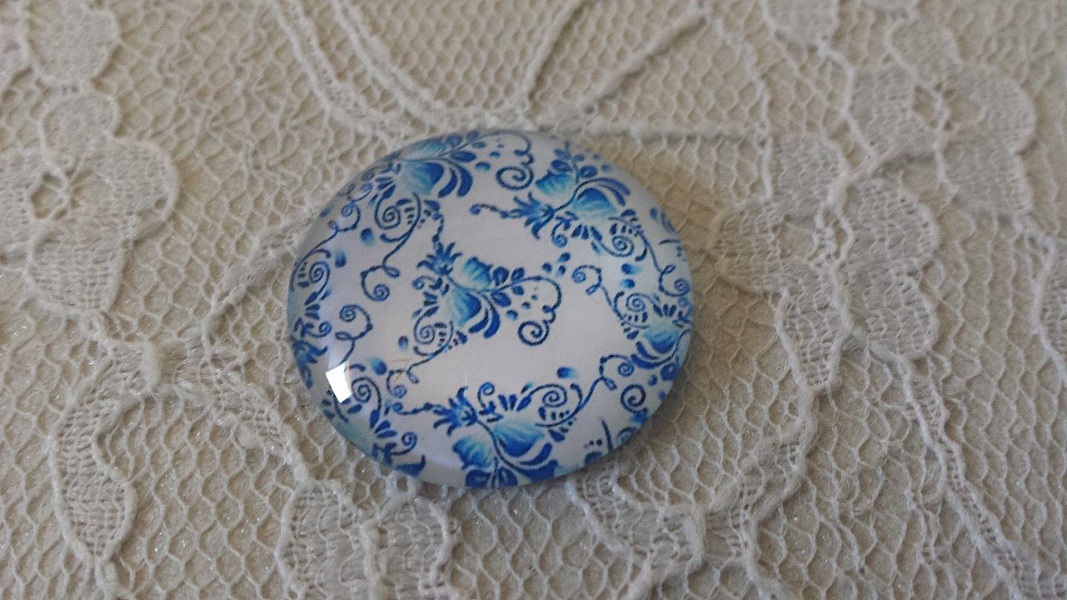 glass cabochon rund 25mm blomst 010 