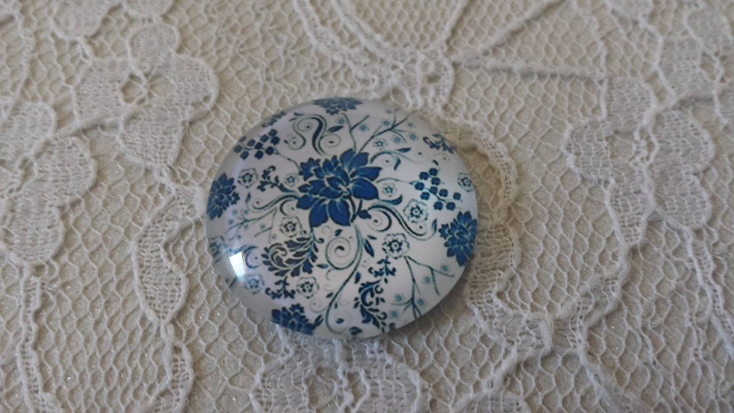 glass cabochon rund 25mm blomst 009 