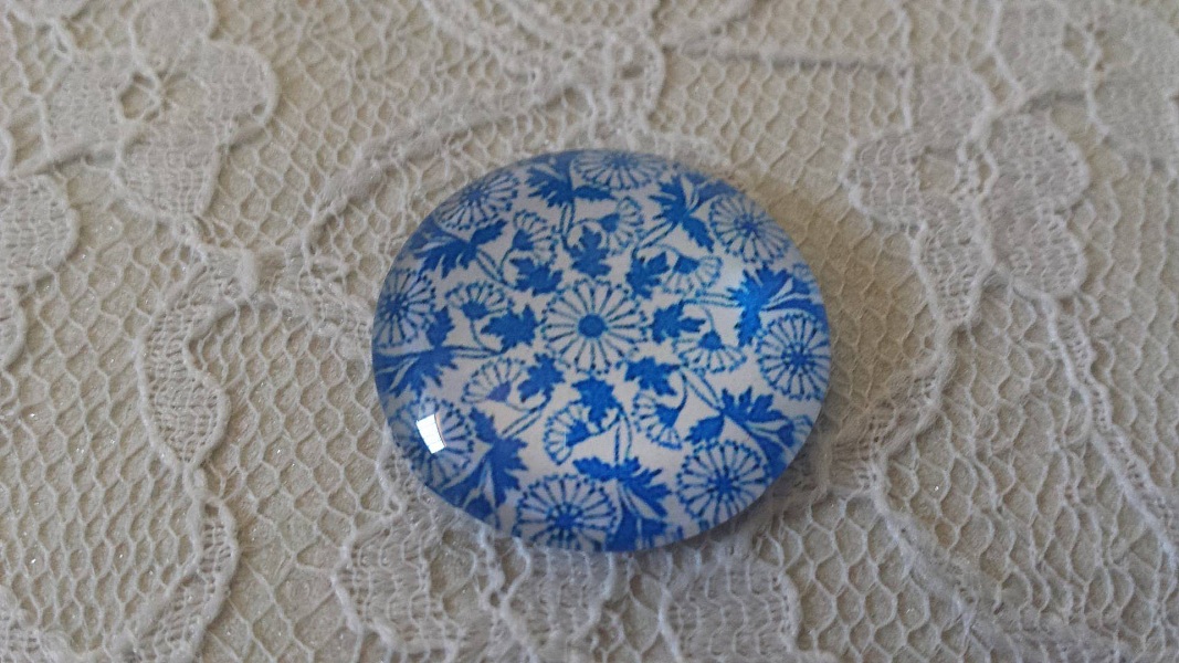 glass cabochon rund 25mm blomst 006 
