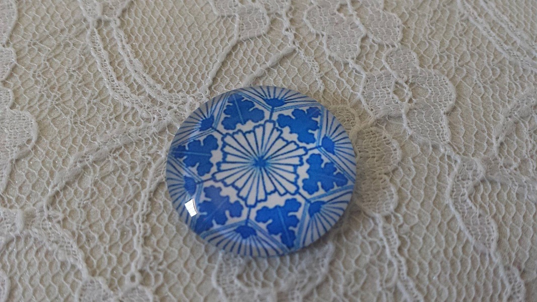 glass cabochon rund 25mm blomst 005 