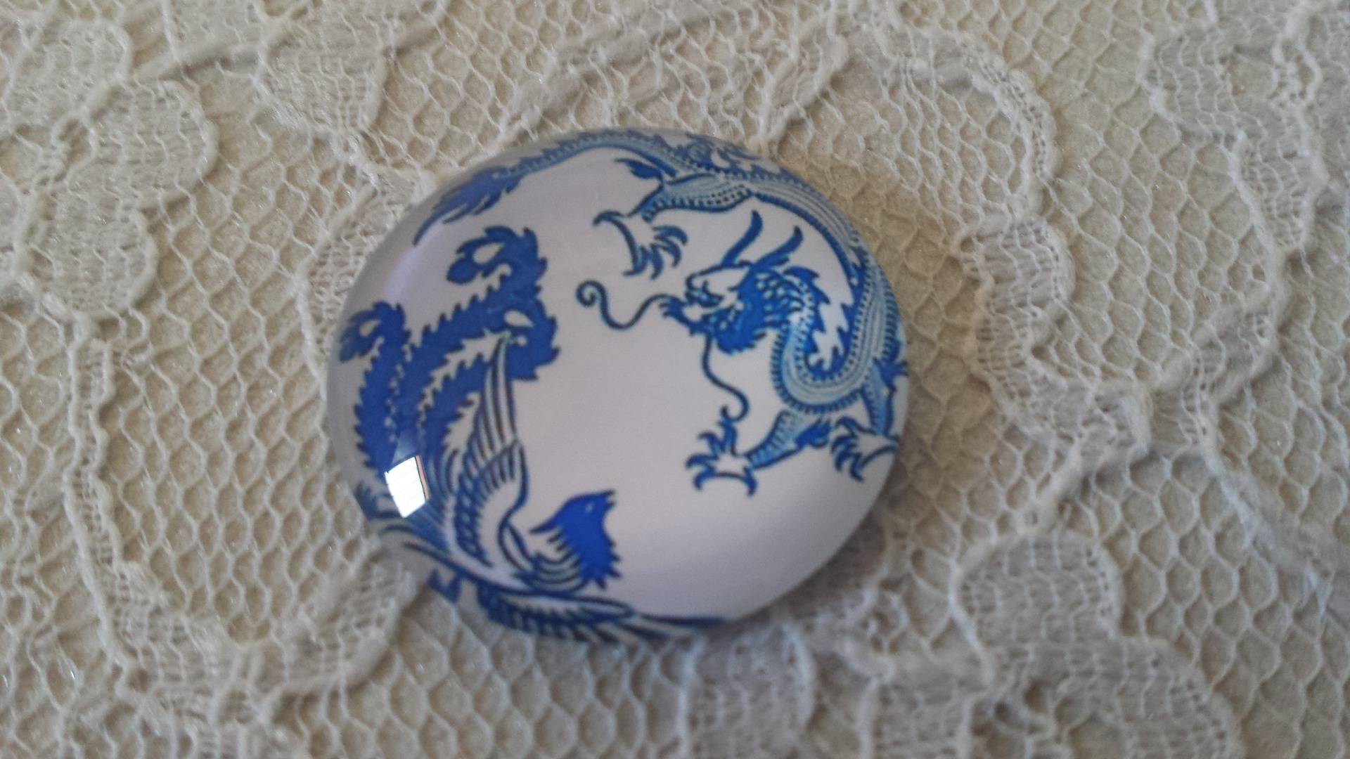 glass cabochon rund 25mm blomst 004 