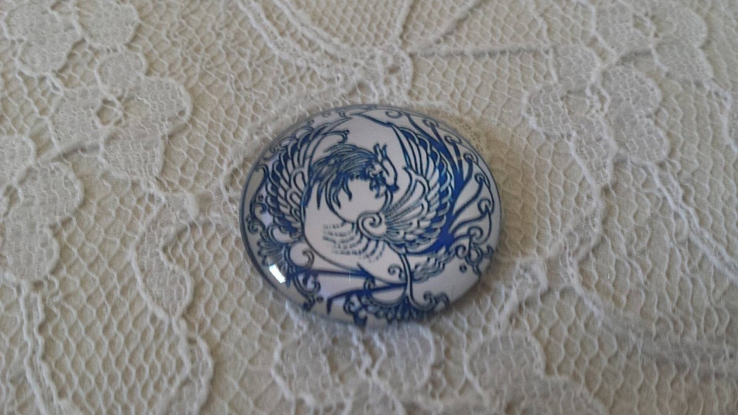 glass cabochon rund 25mm blomst 003 