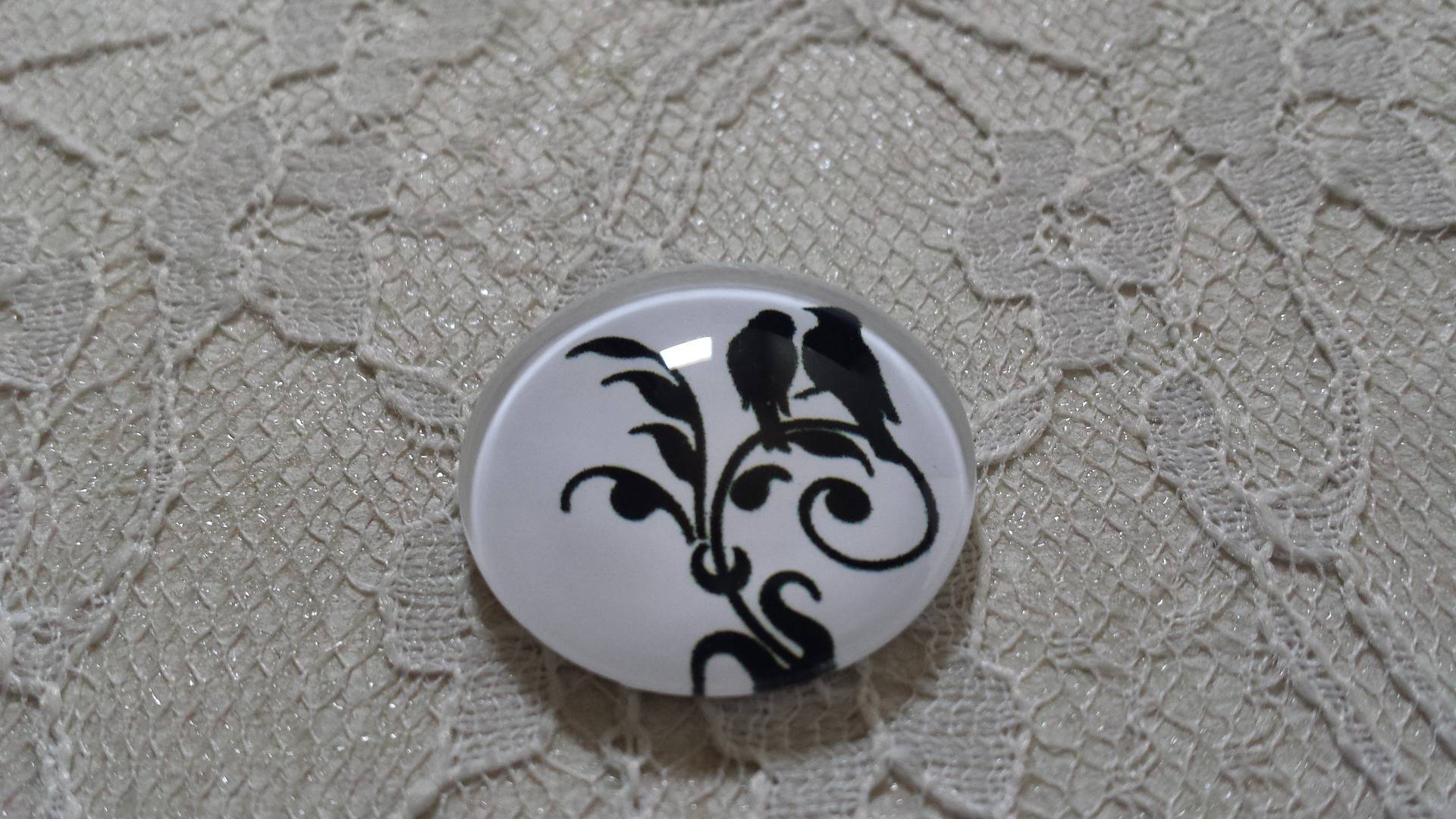 cabochon runde glass 25mm fugler 022 