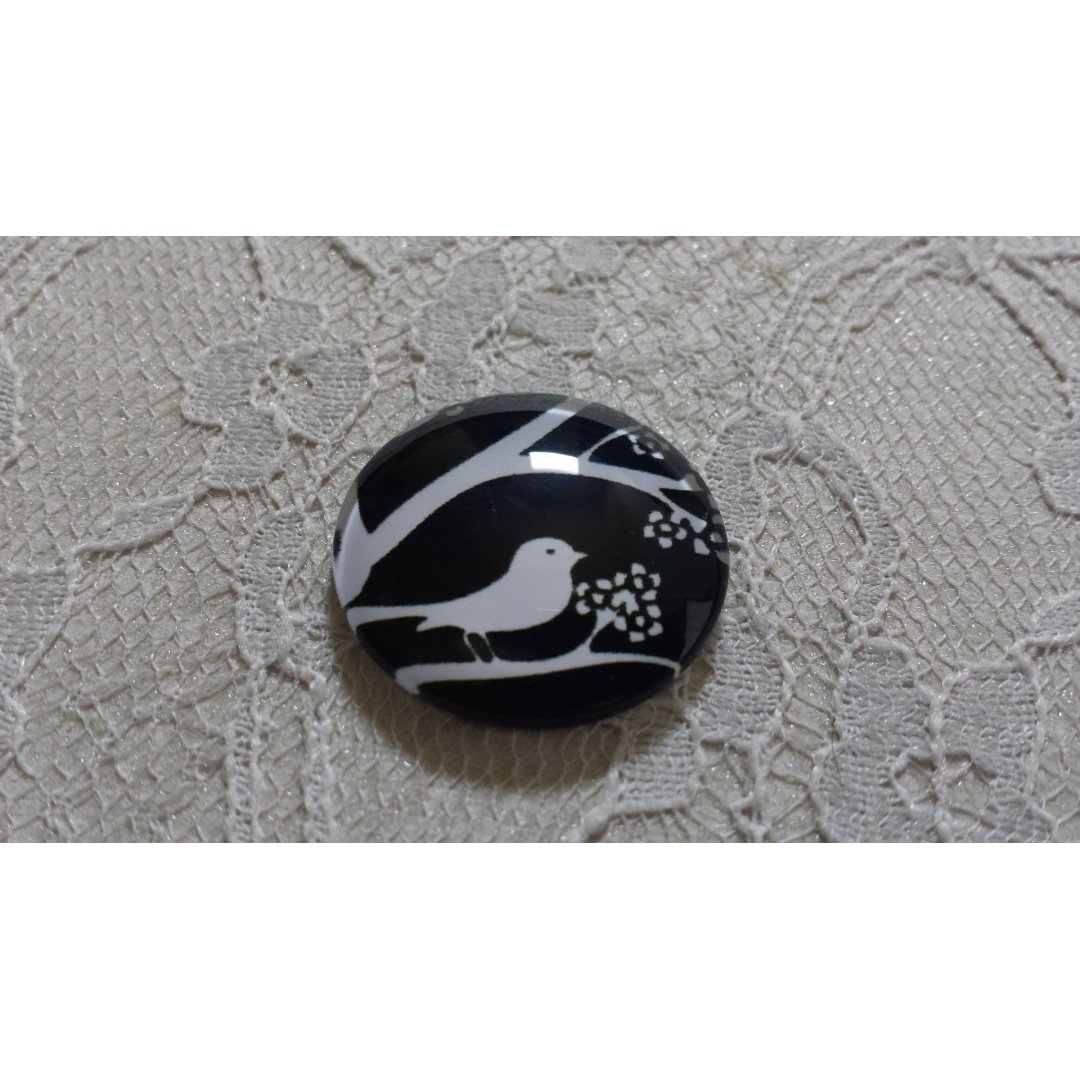 cabochon rundt glass 25mm fugler 021 