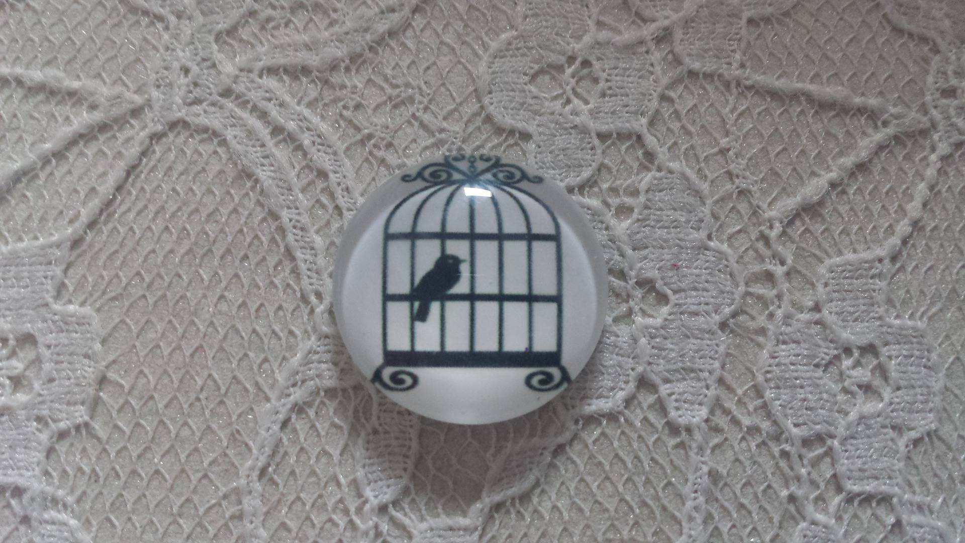 cabochon rundt glass 25mm fugler 015 