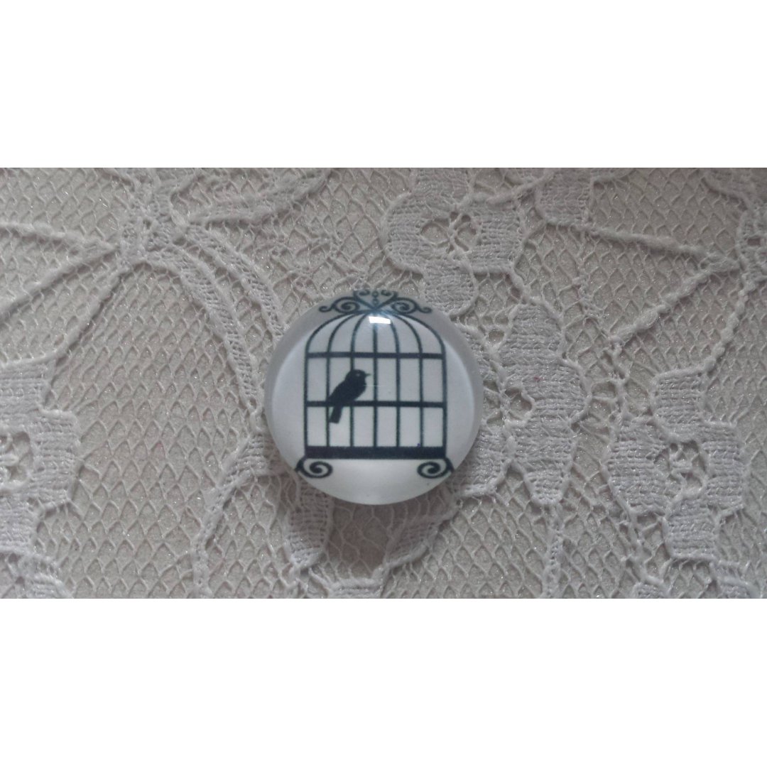 cabochon rundt glass 25mm fugler 015 