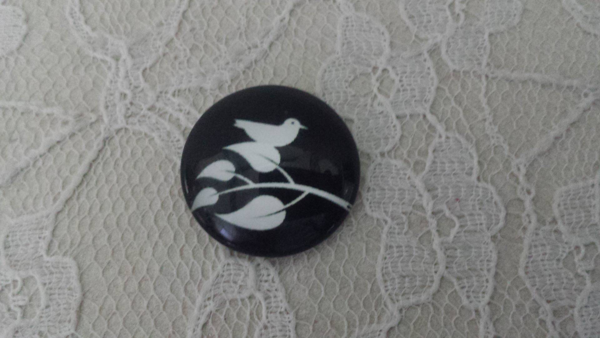cabochon rundt glass 25mm fugler 013 