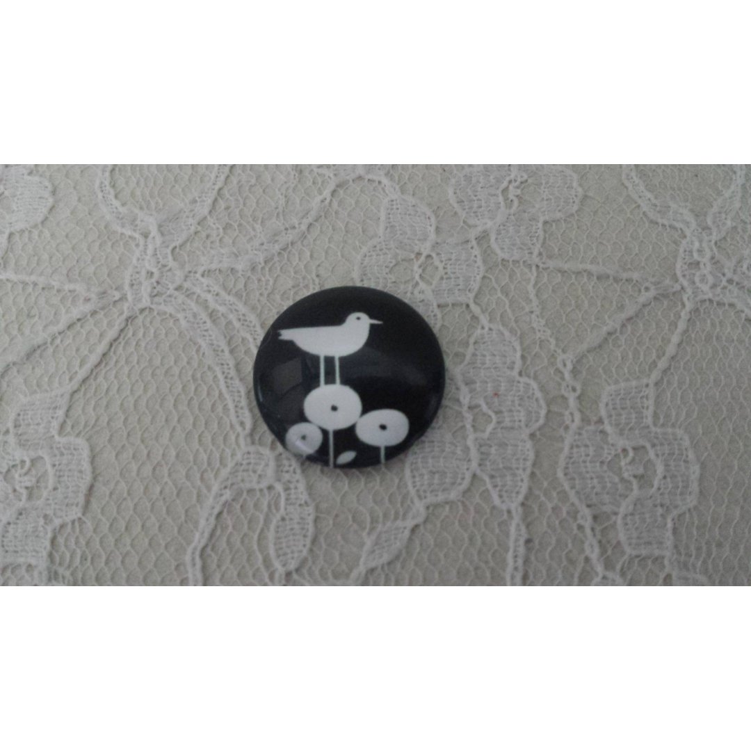 cabochon rundt glass 25mm fugler 012 
