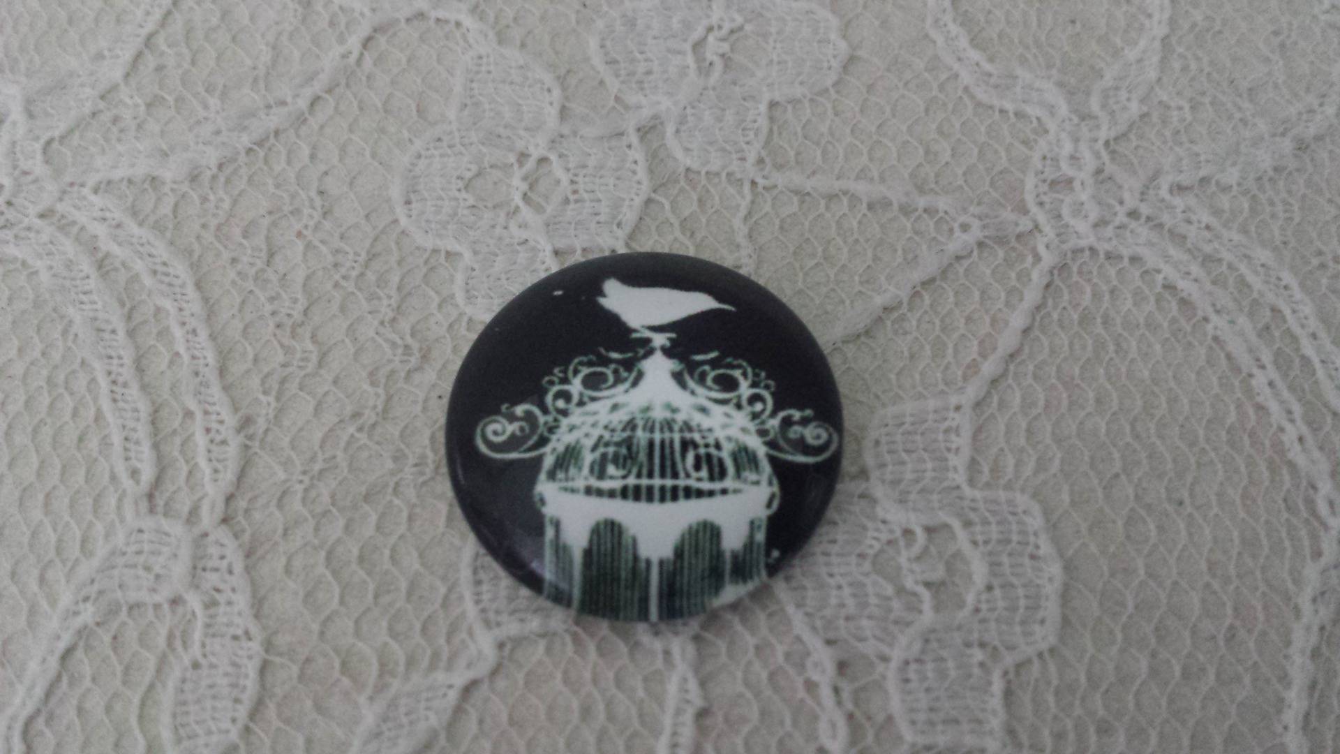cabochon rundt glass 25mm fugler 011 