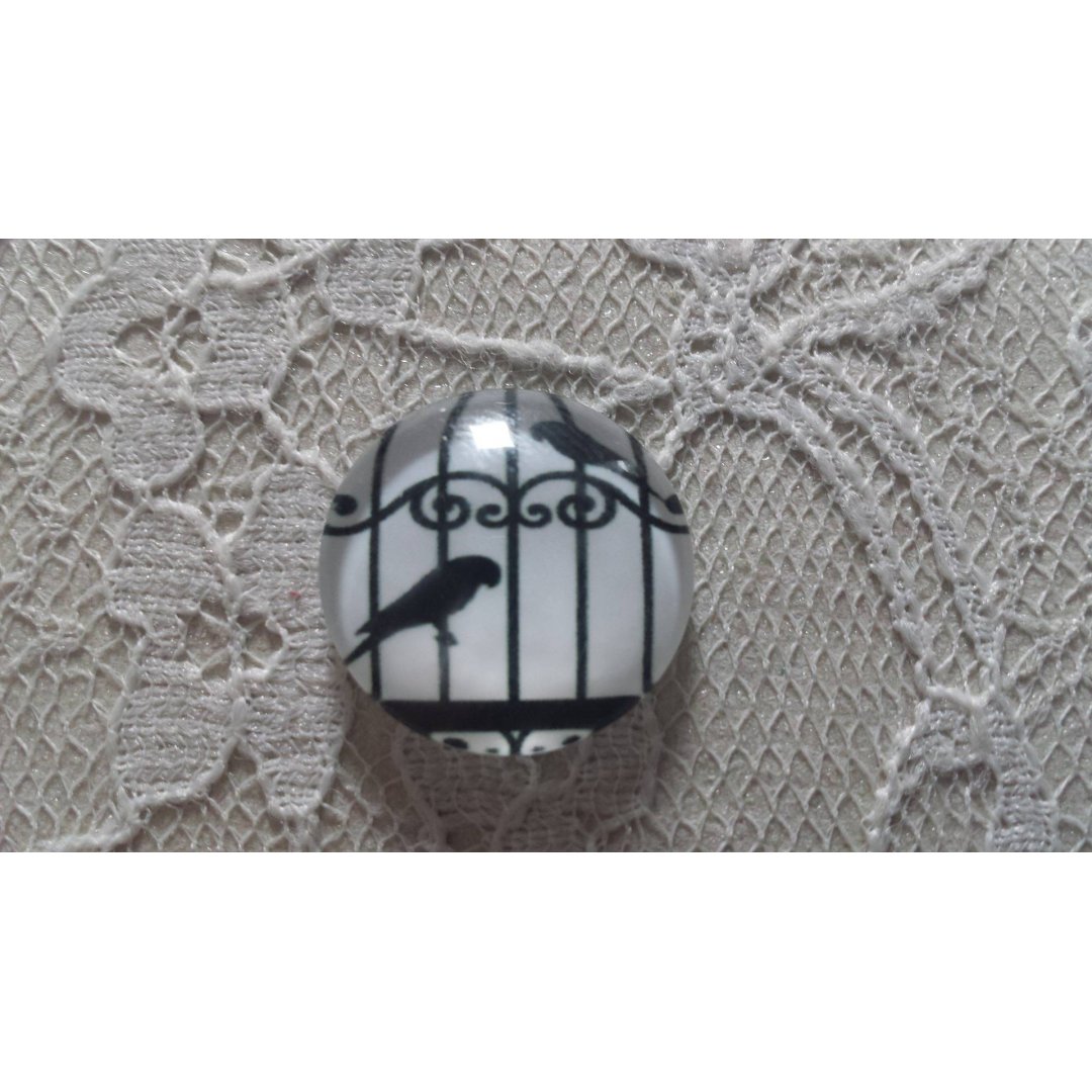 cabochon rundt glass 25mm fugler 008 