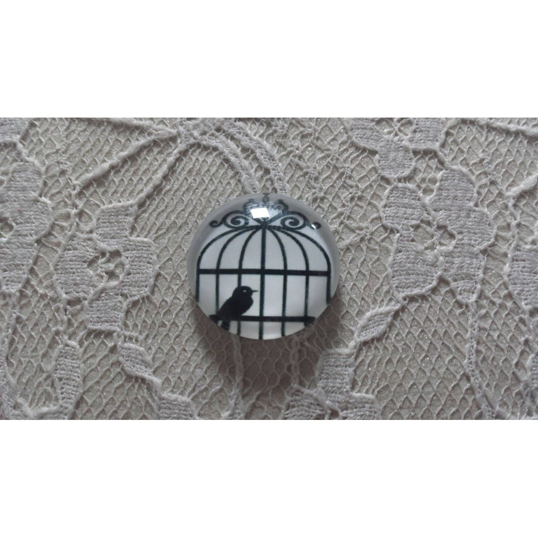 cabochon rundt glass 25mm fugler 007 