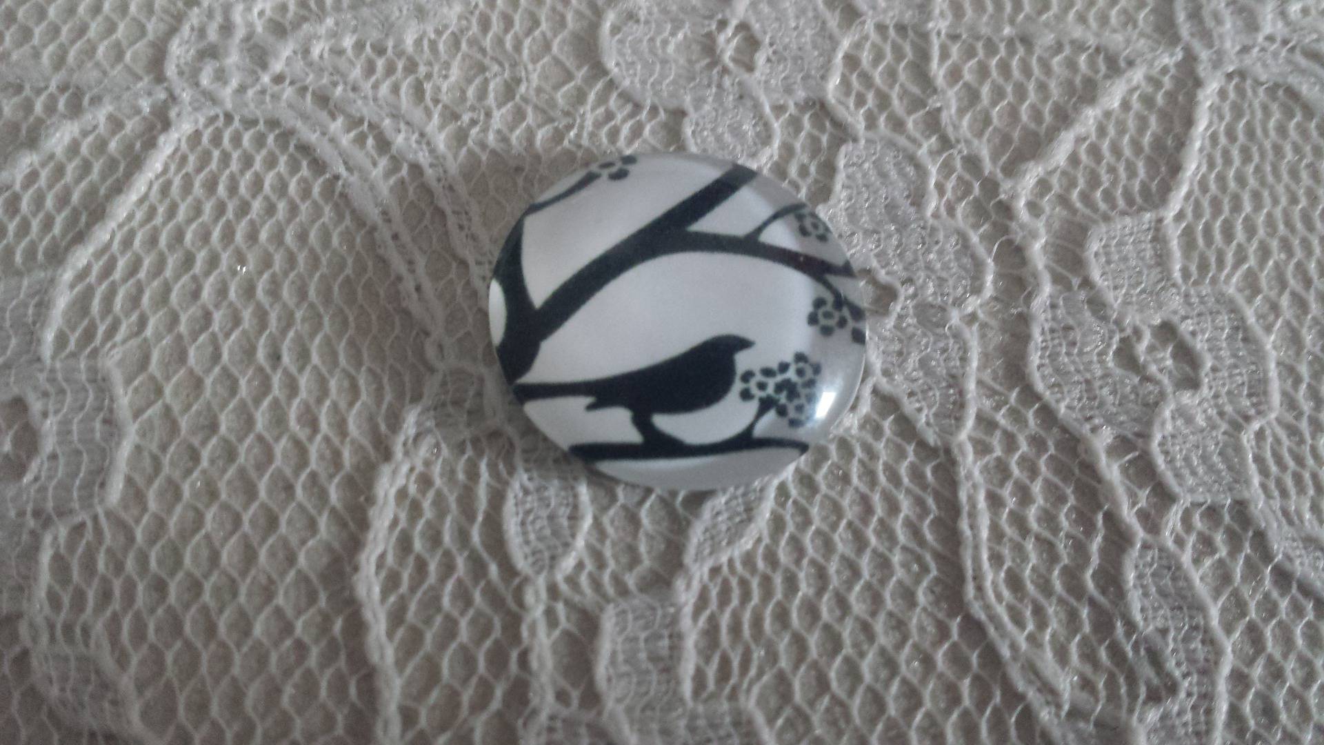 cabochon rundt glass 25mm fugler 001 